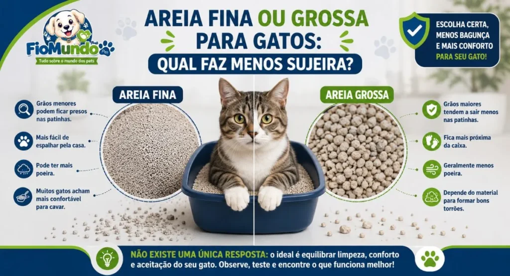 Areia fina ou grossa para gatos: qual faz menos sujeira? 5 Areia fina ou grossa para gatos