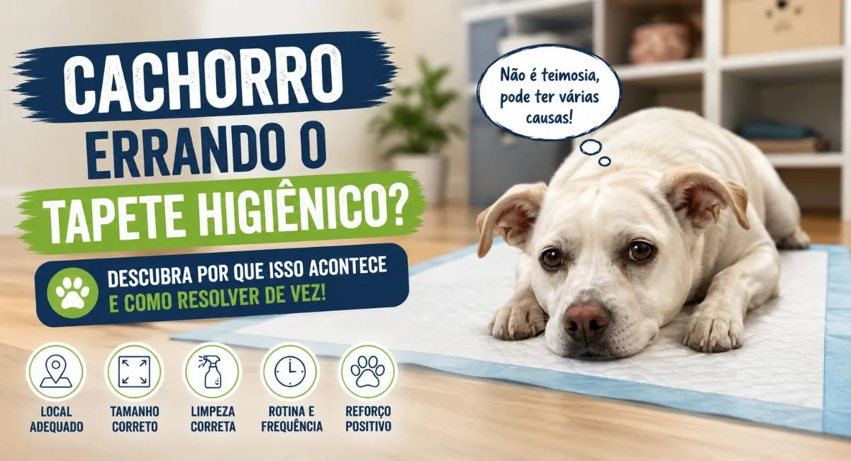 Cachorro errando o tapete higiênico
