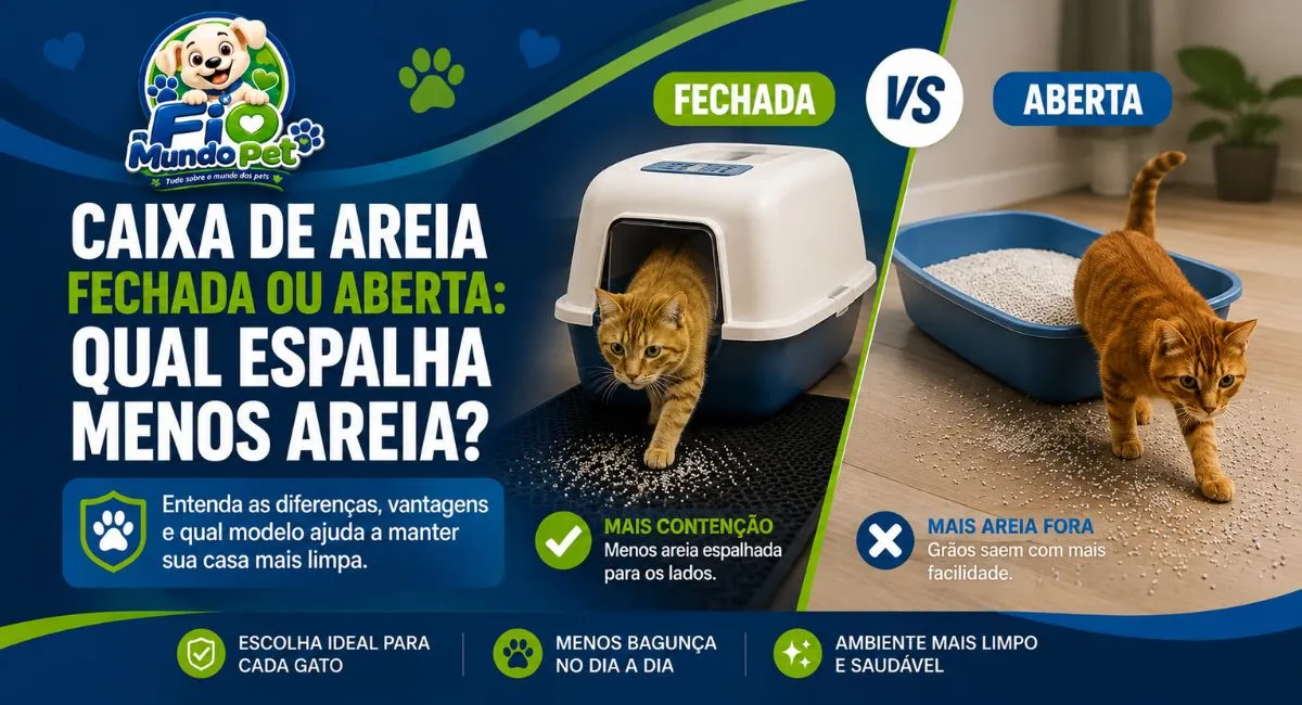 aixa de areia fechada ou aberta para gatos