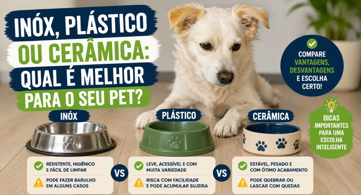 Comedouro de inox plástico ou cerâmica