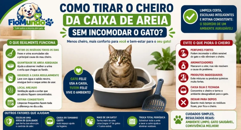 Como tirar o cheiro da caixa de areia sem incomodar o gato? 1 Como tirar o cheiro da caixa de areia sem incomodar o gato