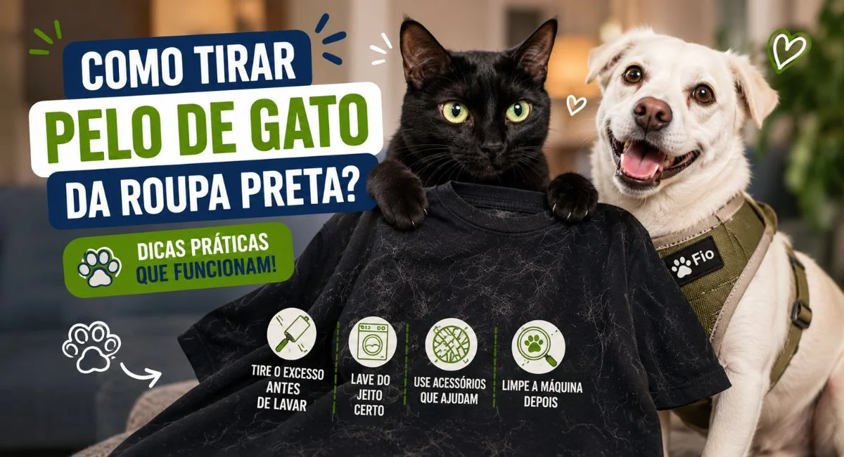 Como tirar pelo de gato da roupa preta