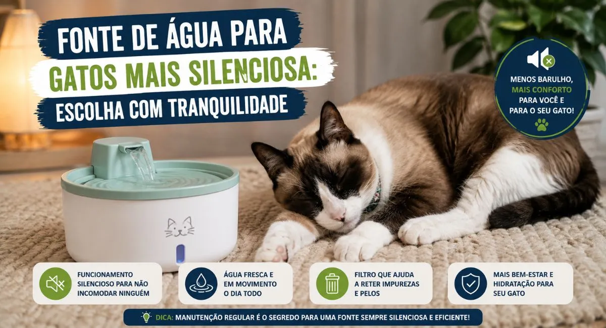 Fonte de água para gatos mais silenciosa