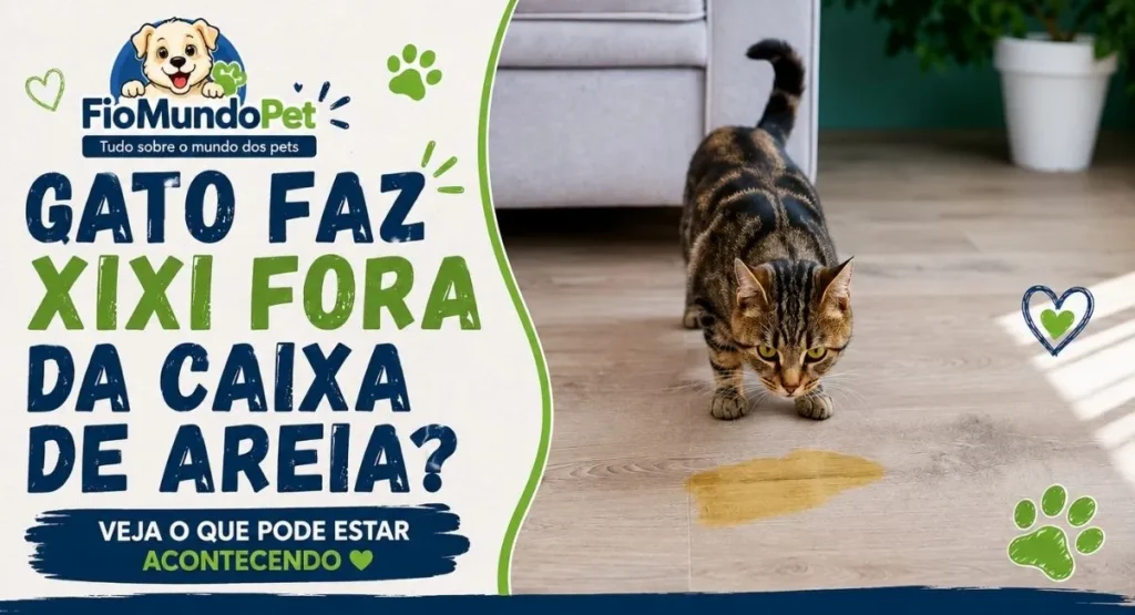 Gato observando xixi fora da caixa de areia