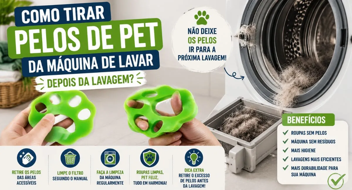 Como tirar pelos de pet da máquina de lavar