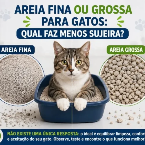 Areia fina ou grossa para gatos