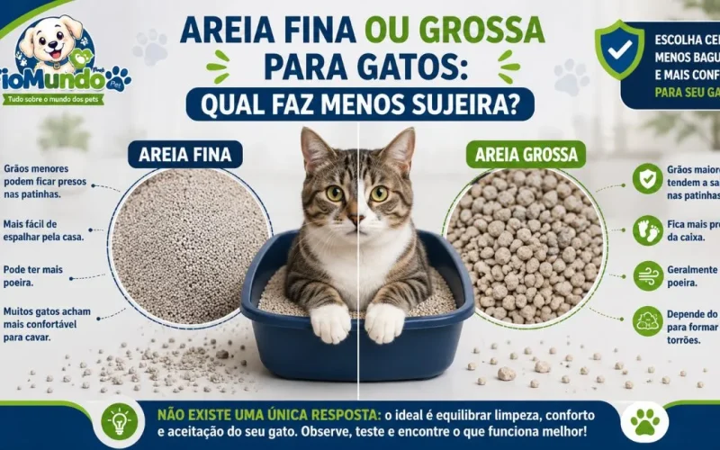 Areia fina ou grossa para gatos