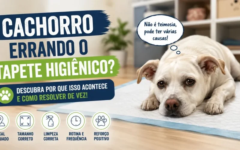Cachorro errando o tapete higiênico