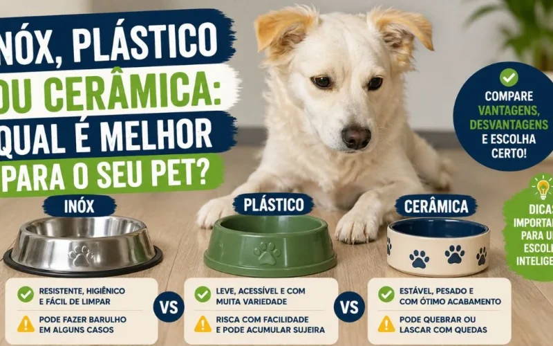 Comedouro de inox plástico ou cerâmica