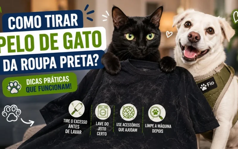 Como tirar pelo de gato da roupa preta