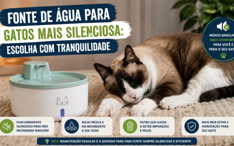 Fonte de água para gatos mais silenciosa