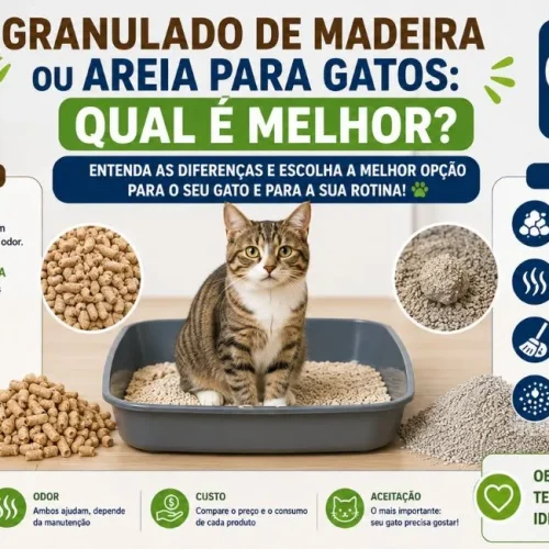 Granulado de madeira ou areia para gatos: qual é melhor